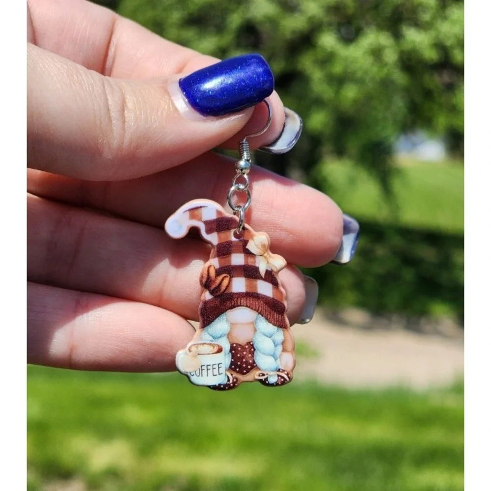 Coffee Gnome Earrings‎ - Coffee Earrings - Barista Earrings - Acrylic
